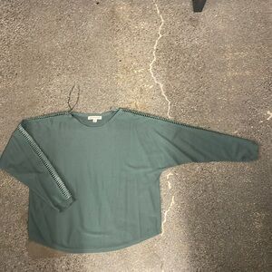 Dolman sleeve sweater with bling lace trim